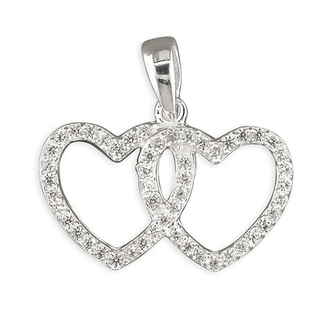 Silver Cubic Zirconia pendant and chain complete with presentation box
