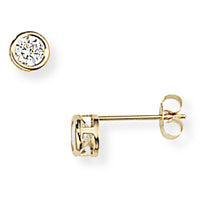 9ct Yellow Gold Cubic Zirconia stud earrings complete with presentation box