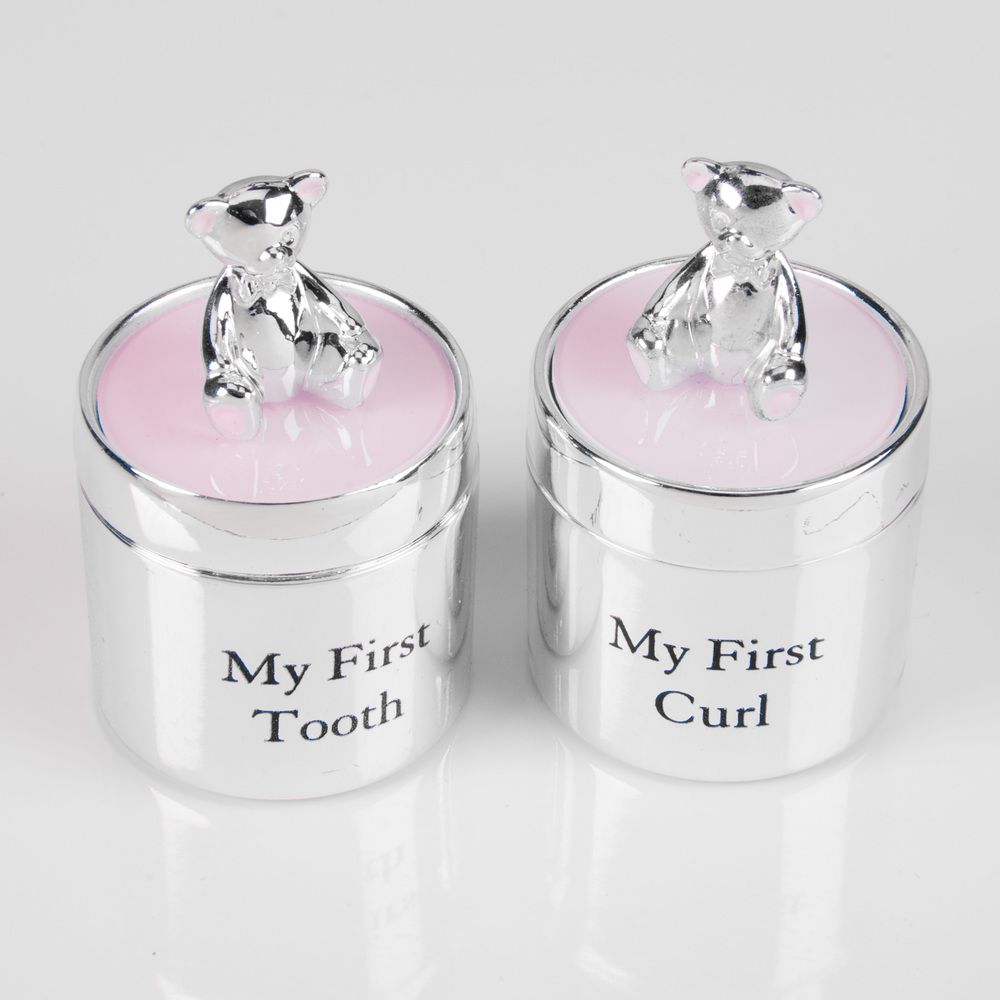 Silverplated Babies Pink First Curl and First Tooth set