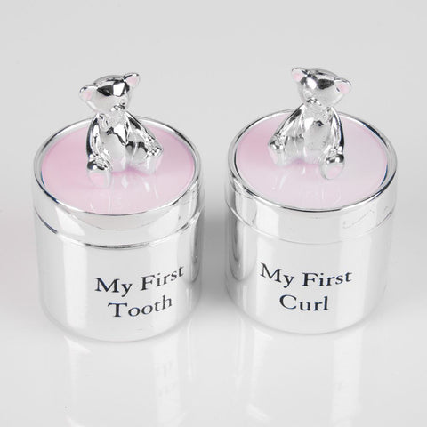 Silverplated Babies Pink First Curl and First Tooth set