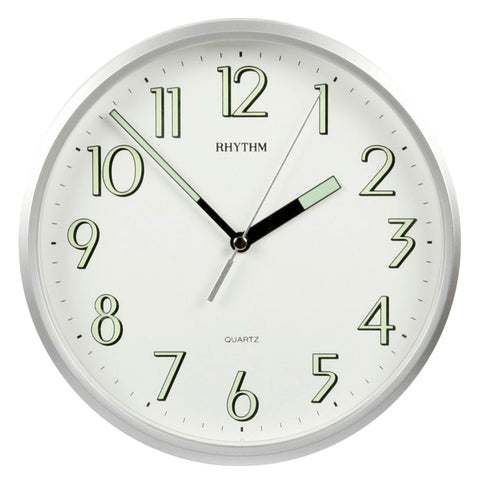 Silver coloured cased Wall Clock, 1 Year Guarantee