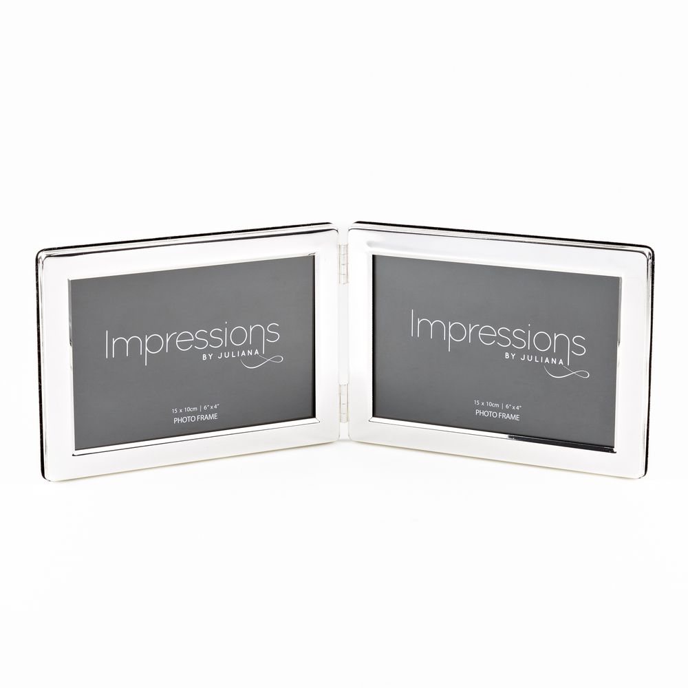 Silverplated 4inch x 6inch / 10cms x 15cms Double Photo Frame