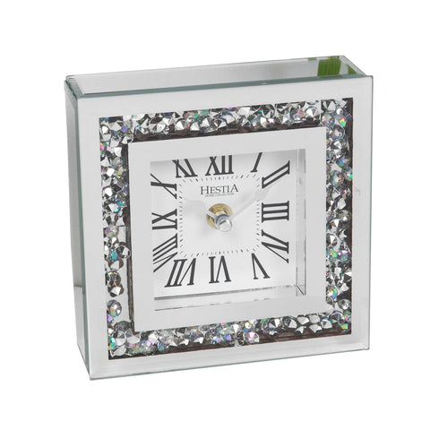 HESTIA® Crystal Border Mantel Clock, 1 Year Guarantee