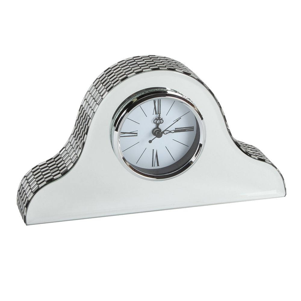 Mirrored Glass Mantel Clock, 1 Year Guarantee