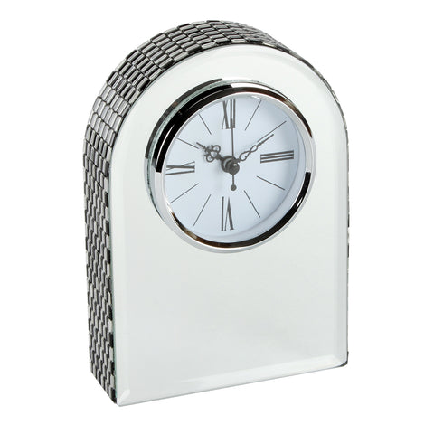 HESTIA® Glass Mirror Arched Mantel Clock, 1 Year Guarantee