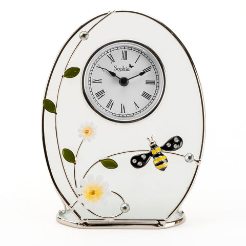 SOPHIA® Classic Collection Wire & Glass Bee Mantel Clock, 1 Year Guarantee