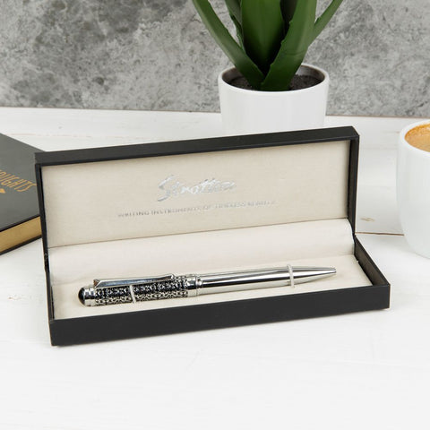 Stratton Silver and Floral Metal Ballpoint Pen complete with Gift Box