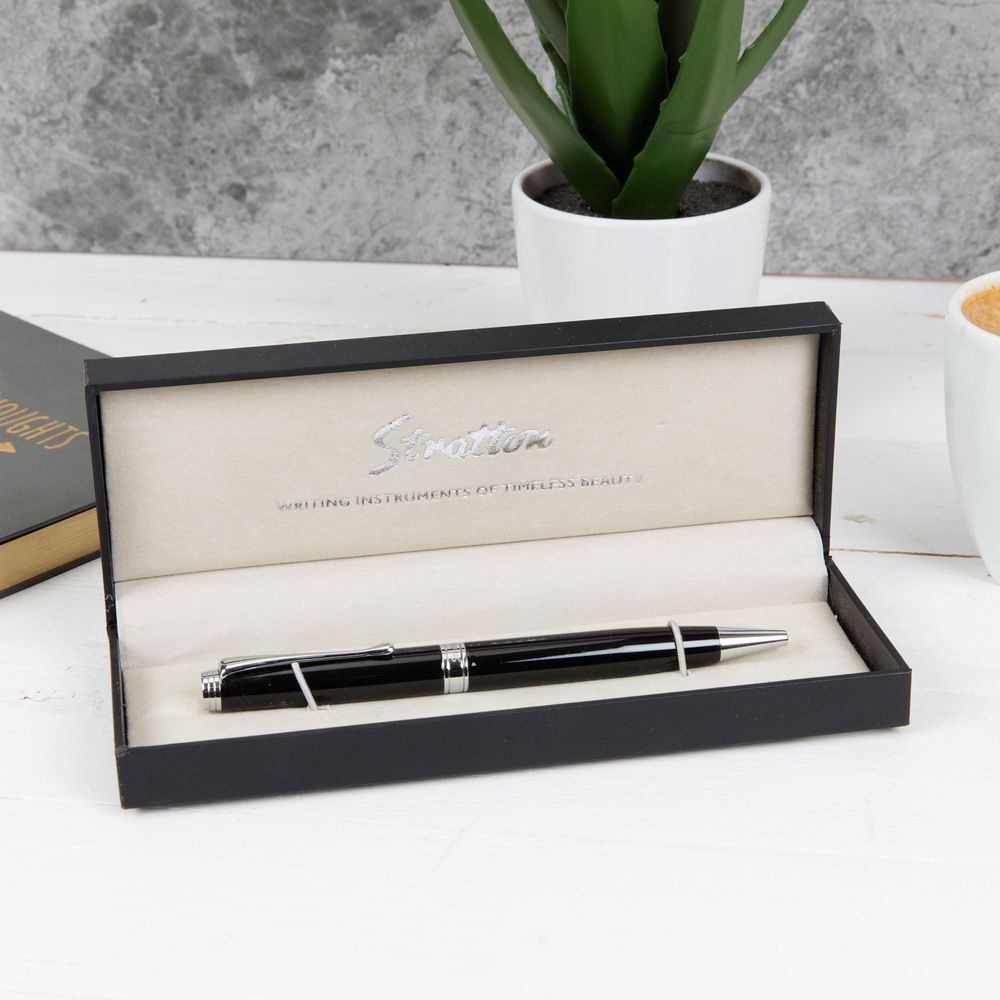 Stratton Black Ballpoint Pen complete with Gift Box