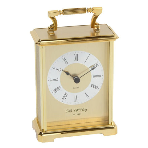 Gold Metal Carriage Mantel Clock, 1 Year Guarantee