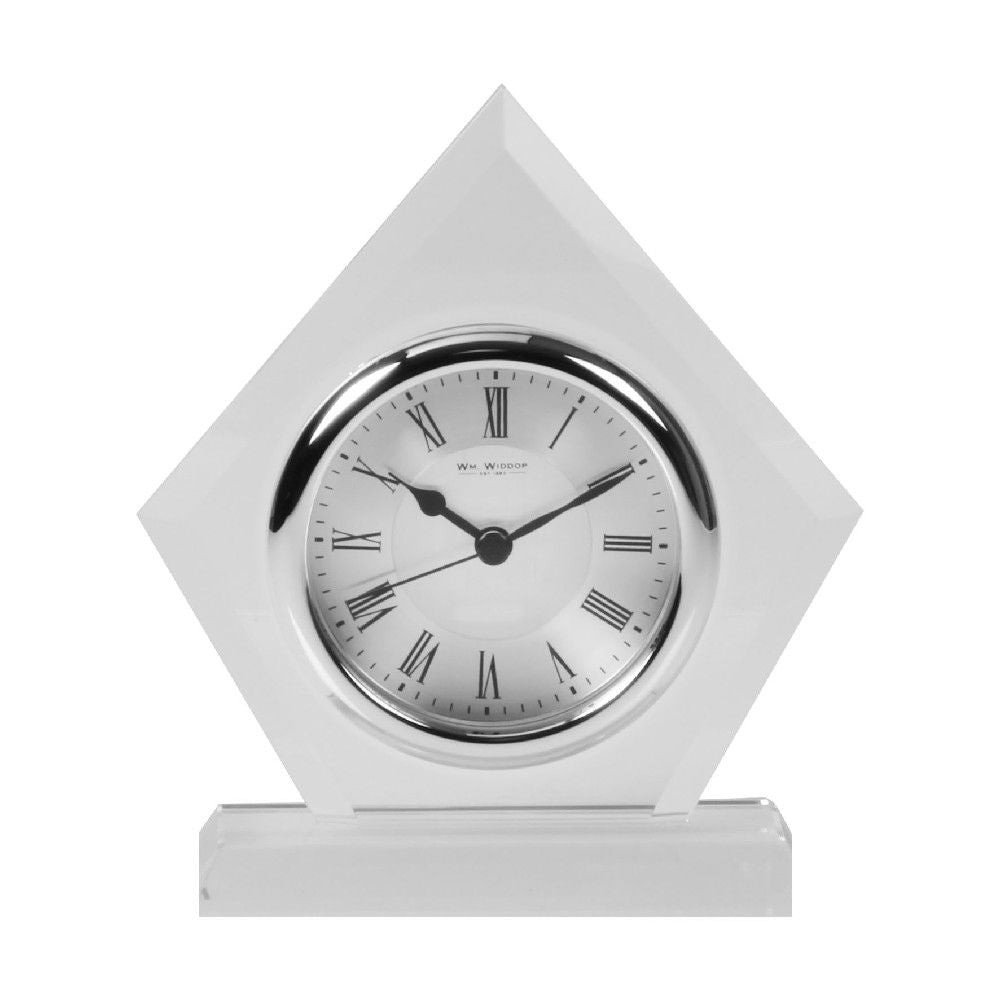 Diamond Shape Glass Mantel Clock, 1 Year Guarantee