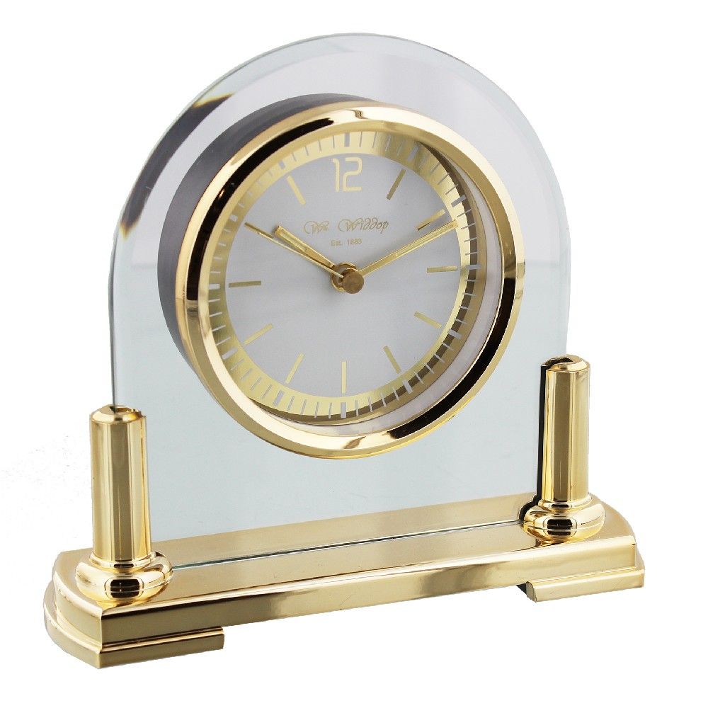 Gold and Glass Mantel Clock, 1 Year Guarantee