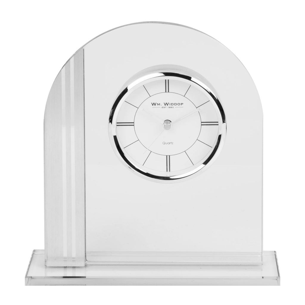Silver and Glass Mantel Clock, 1 Year Guarantee