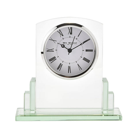 WILLIAM WIDDOP® Square Glass Mantel Clock, 1 Year Guarantee