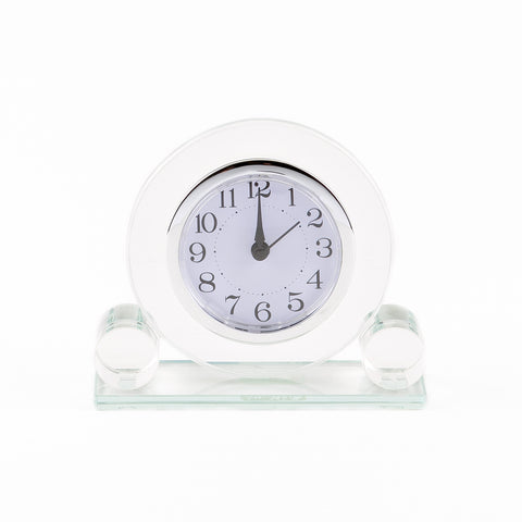 Wm.Widdop Glass Mantel Clock with Barrel Sides, 1 Year Guarantee