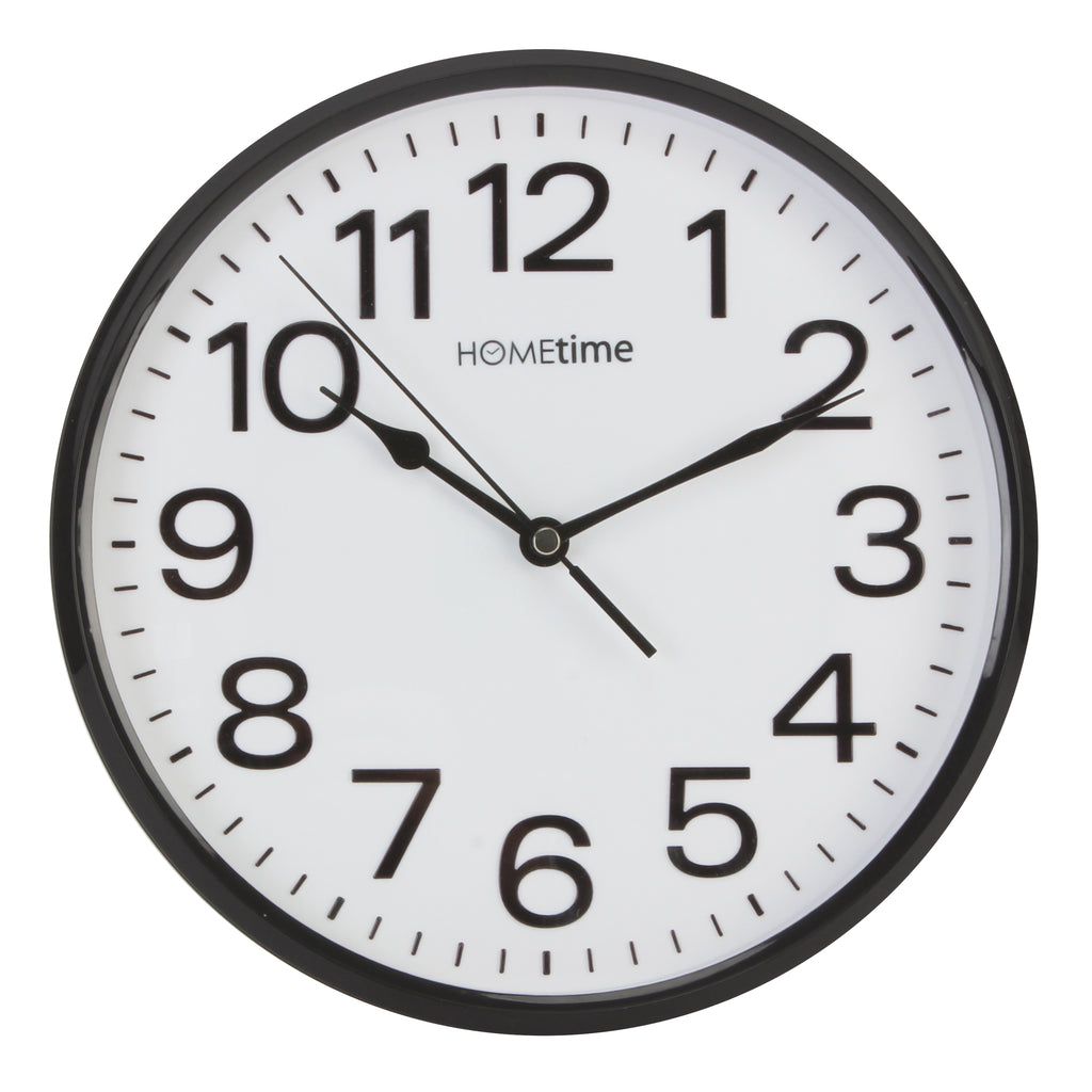 Black coloured cased Wall Clock, 1 Year Guarantee