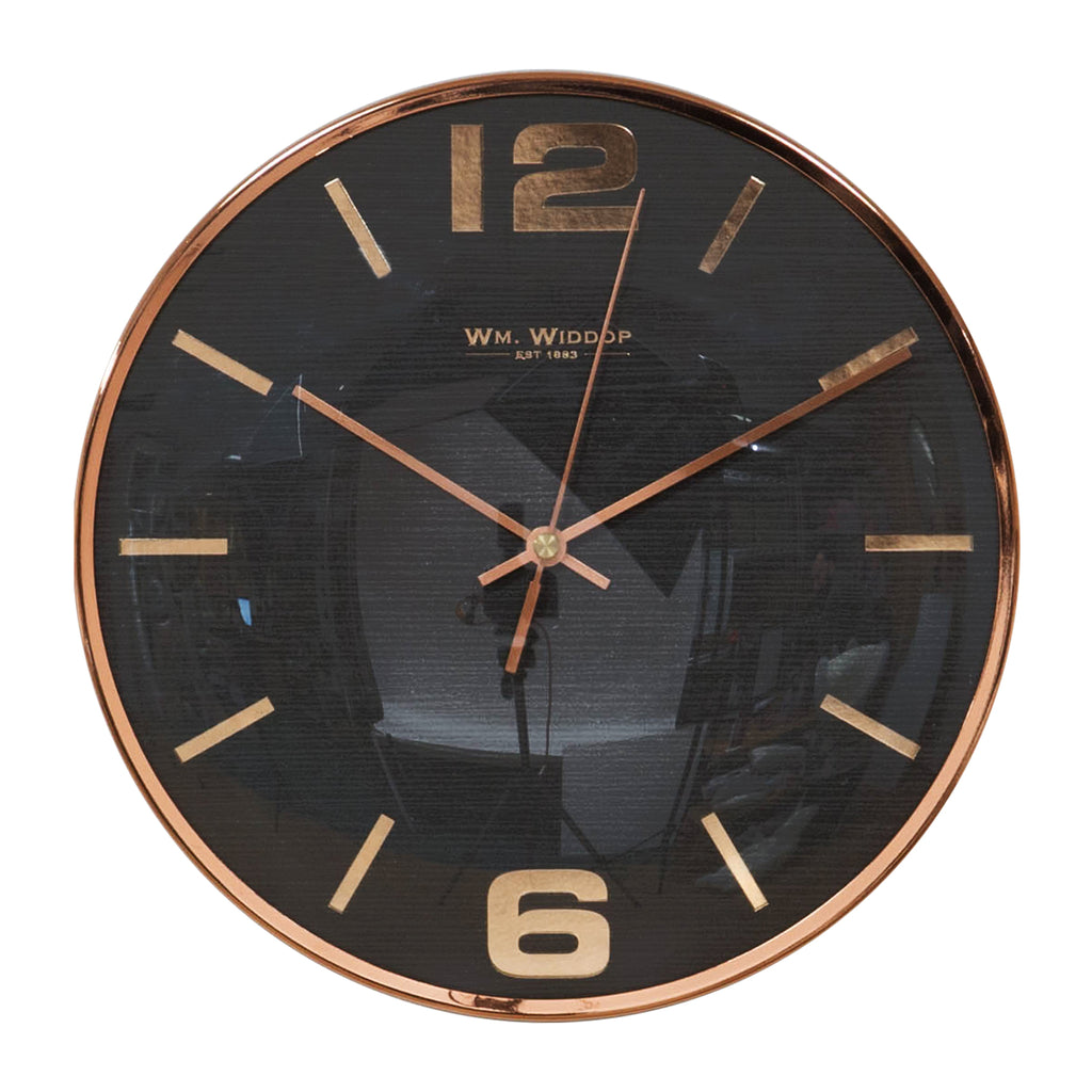 Copper coloured cased Wall Clock, 1 Year Guarantee