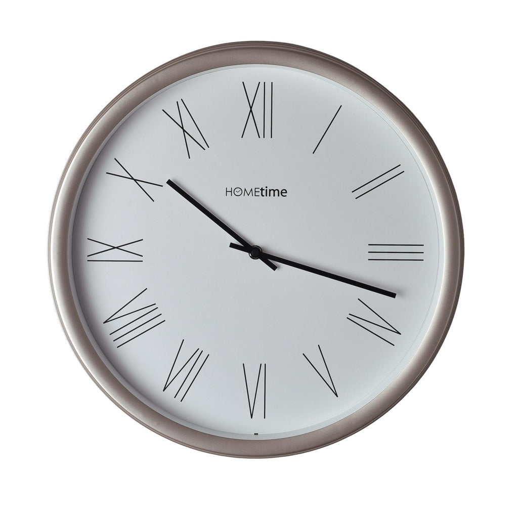 Silver coloured cased Wall Clock, 1 Year Guarantee