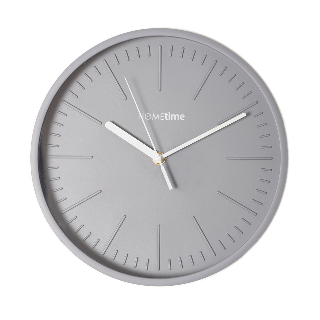 Grey coloured cased Wall Clock, 1 Year Guarantee
